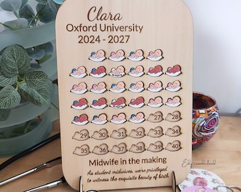 Personalised Birth Counting Board (40 Births ). Gift for midwife, midwifery student. Midwife in the making