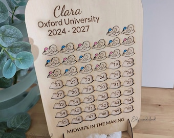 Personalised Birth Counting Board (50 Births ). Gift for midwife, midwifery student. Midwife in the making