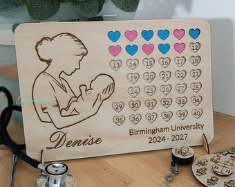 Personalised Birth Counting Board (40 Births ). Gift for midwife, midwifery student. Midwife in the making