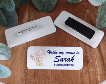 Personalized Tag ID badge. Gift for midwife, doula, nurse, healthcare professionals. Glossy finish.-
