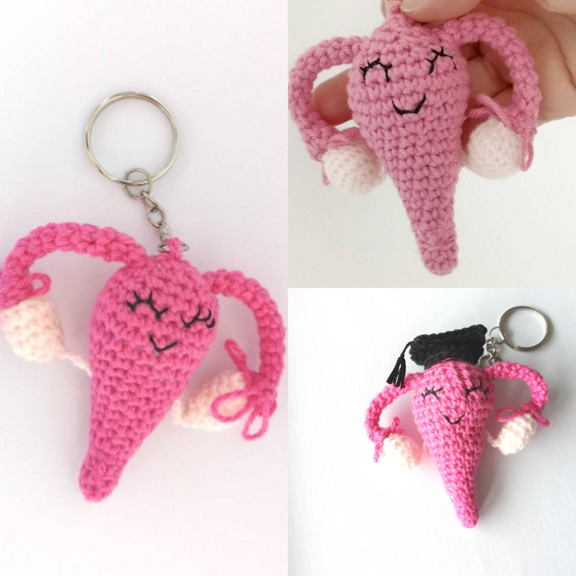 Uterus cuterus keychain crochet perfect gift for midwife or Etsy