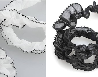 Rüschen plissiertes weiches Chiffonband, ausgefallene Borte, dekorativer Rüschenbesatz, Qualitätsstoff & Material, Nähen und Basteln, Neotrims Textilien