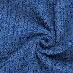 Navy Blue, Cable Twist Knit Fabric, Selvage Edge, Knitted Sweater Style, Quality Fabric and Material, Neotrims Textiles, Crafts & Sewing
