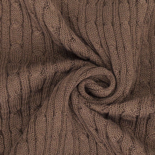 Brown, Cable Twist Knit Fabric, Selvage Edge, Knitted Sweater Style, Quality Fabric and Material, Neotrims Textiles, Crafts & Sewing