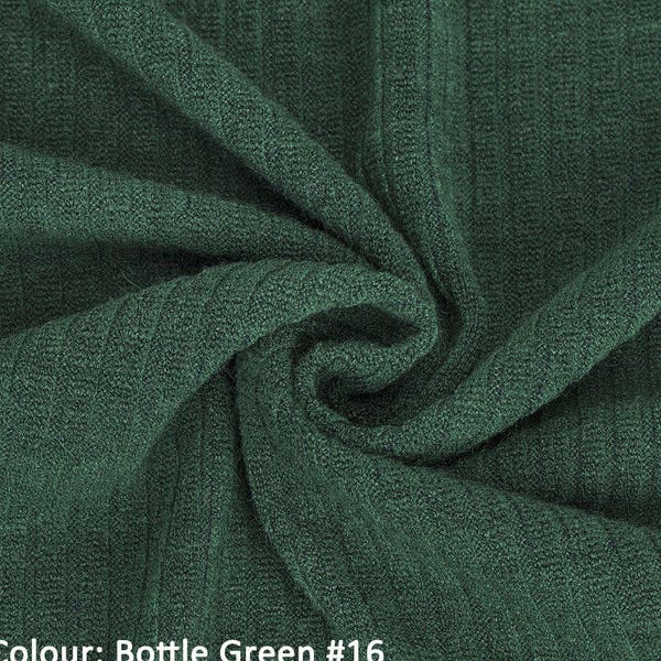 Bottle Green, 1M, 4x2 Rib Effect Knit Jersey Fabric, Stretch/Resilient, Photography, Quality Fabric/Material, Sewing, Neotrims Textiles
