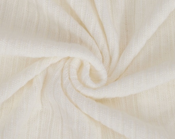 Off-White, 1 meter, 4x2 Rib Effect Knit Jersey Fabric, Stretch/Resilient, Photography, Quality Fabric/Material, Sewing, Neotrims Textiles