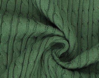 Forest Green, Cable Twist Knit Fabric, Selvage Edge, Knitted Sweater Style, Quality Fabric and Material, Neotrims Textiles, Crafts & Sewing