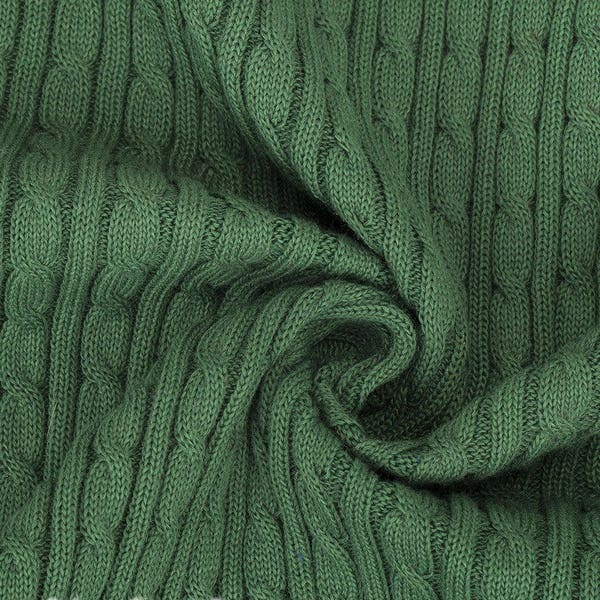 Forest Green, Cable Twist Knit Fabric, Selvage Edge, Knitted Sweater Style, Quality Fabric and Material, Neotrims Textiles, Crafts & Sewing