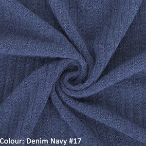 Denim Navy, 1 meter, 4x2 Rib Effect Knit Jersey Fabric, Stretch/Resilient, Photography, Quality Fabric/Material, Sewing, Neotrims Textiles