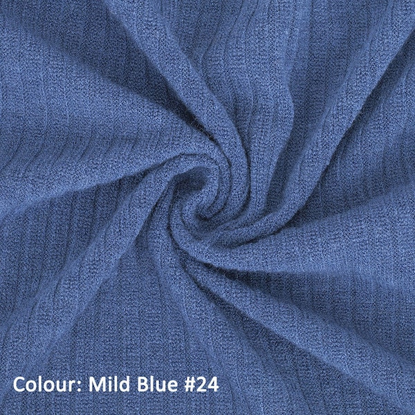 Mild Blue, 1M, 4x2 Rib Effect Knit Jersey Fabric, Stretch/Resilient, Photography, Quality Fabric/Material, Sewing, Neotrims Textiles