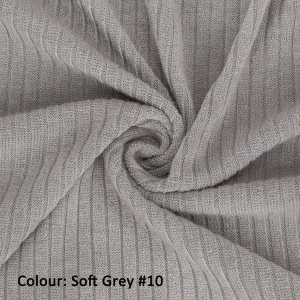 Soft Grey, 1M, 4x2 Rib Effect Knit Jersey Fabric, Stretch/Resilient, Photography, Quality Fabric/Material, Sewing, Neotrims Textiles