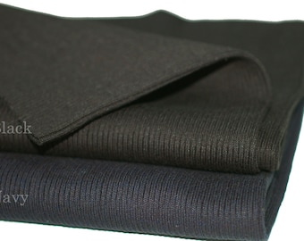 Rib Knit Cuff Waistband 2x2 Ribbing Fabric,Good Quality.Medium Weight,Cotton Lycra Elastic Stretch Cuffing Material.94cm Wide British Made