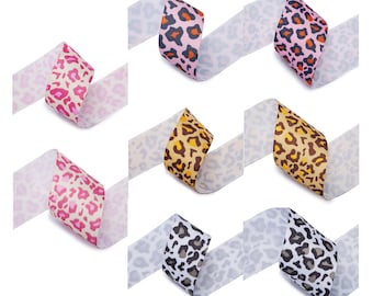 Grosgrain Petersham Ribbon Trim,Leopard Animal Print,Decorative Braid 25 & 38mm width, for Sewing and Craft, Neotrims UK