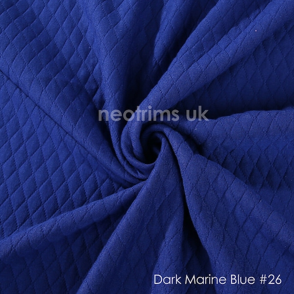 Dark Marine Blue, Cotton Feel Diamond Quilt Fabric, Knit Jersey Double Layer Material, Photography Apparel, Sewing/Crafts, Neotrims Textiles