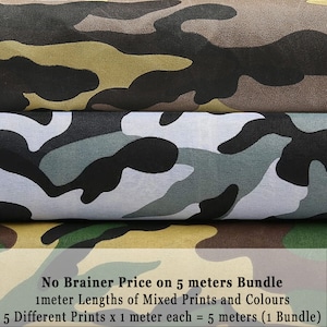 Army Print Camouflage Fabric Vintage Craft Woven Material By The Yard or No Brainer 5Mts Sale Mix Style Bundle Home Décor Decoration Costume