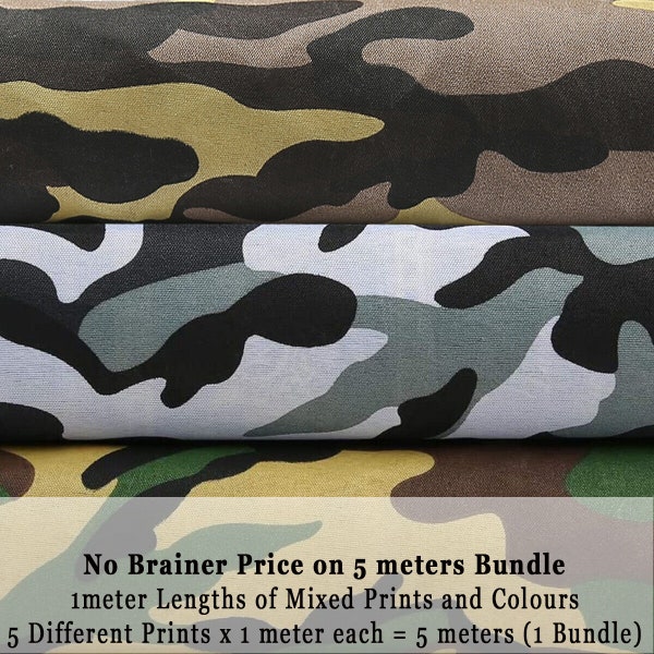 Army Print Camouflage Fabric Vintage Craft Woven Material By The Yard or No Brainer 5Mts Sale Mix Style Bundle Home Décor Decoration Costume