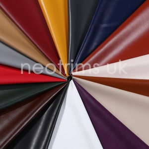 Faux Leather Fabric Smooth Vinyl Leatherette Light Upholstery Crafts Material, 16 Colours,Durable & Tough Luxurious Nappa,Neotrims UK image 1