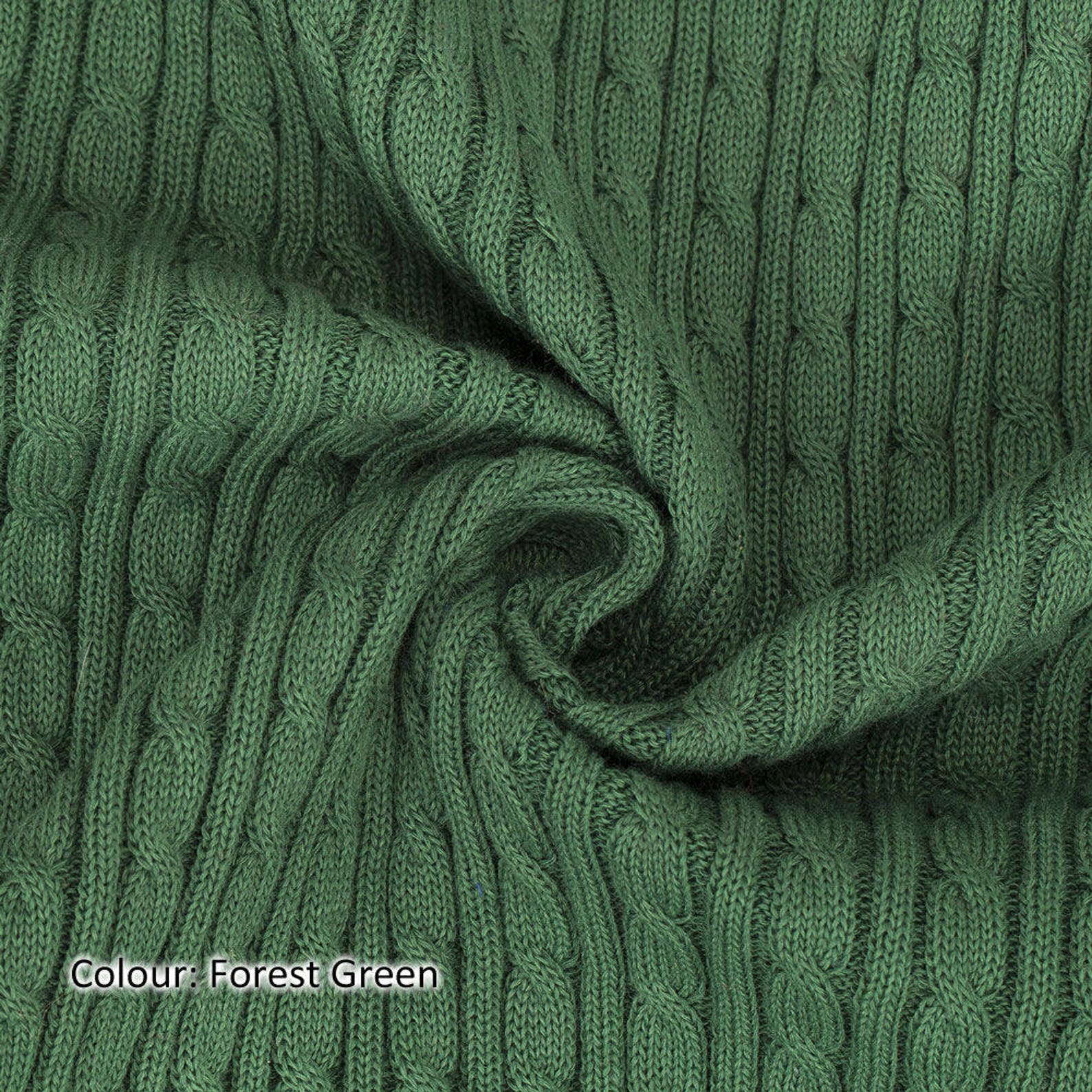 Forest Green Cable Twist Knit Fabric Selvage Edge Knitted - Etsy