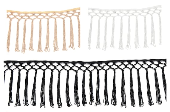 Silky Tassel Fringe Fringing Knotted Criss Cross Lattice Design