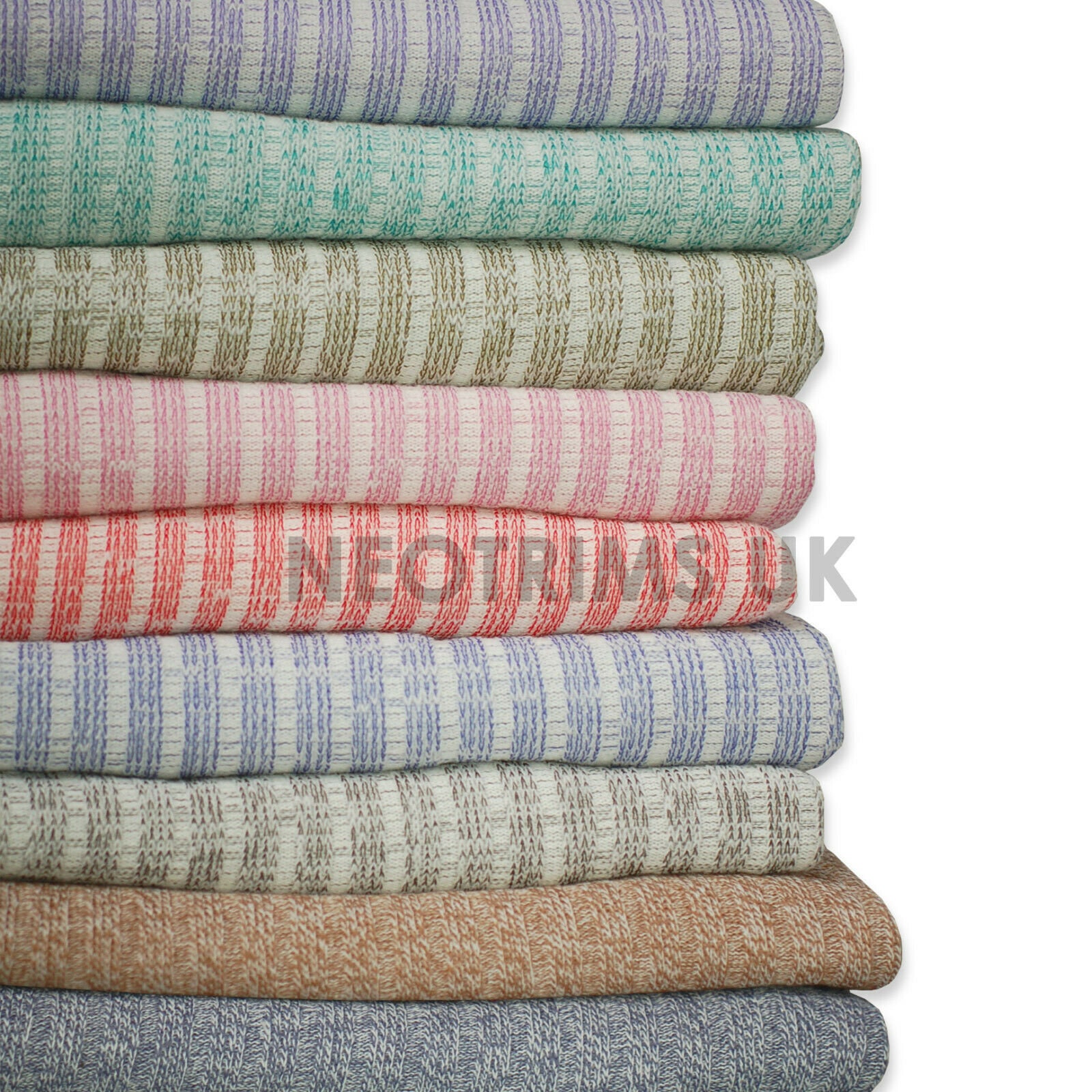 Rib Knit Fabric,ribbed Jersey Fabric 2 Colour Melange Marl 4x2
