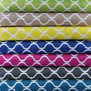 Waterproof Canvas Fabric,Water Repellent Lattice Quatrefoil Design, 600 Denier Outdoor Indoor Upholstery Garden Material,Sample 10x10cm