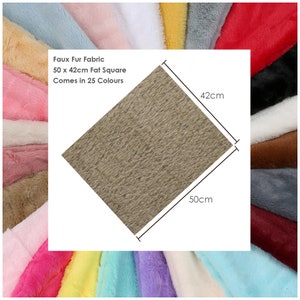 Faux Fur Fabric Fat Squares 50x42cm,Fluffy Furry Plush Material,10mm Pile Cuddly Luxury Handle.Crafts,Apparel,Costume,25 Colours,Neotrims