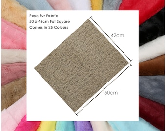 Faux Fur Fabric Fat Squares 50x42cm,Fluffy Furry Plush Material,10mm Pile Cuddly Luxury Handle.Crafts,Apparel,Costume,25 Colours,Neotrims