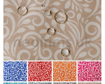 Waterproof Canvas Fabric Heavy Duty Floral Vine Pattern,Seamless Decortaive Design,Thick Outdoor Material,Upholstery Cover Neotrim Exclusive