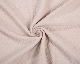 Jersey de punto tela crema beige, doble tejido de punto estilo arlequín Diamond Design.Hoddies,Joggers,Bebé crece y recién nacido,Mantas,Neotrims
