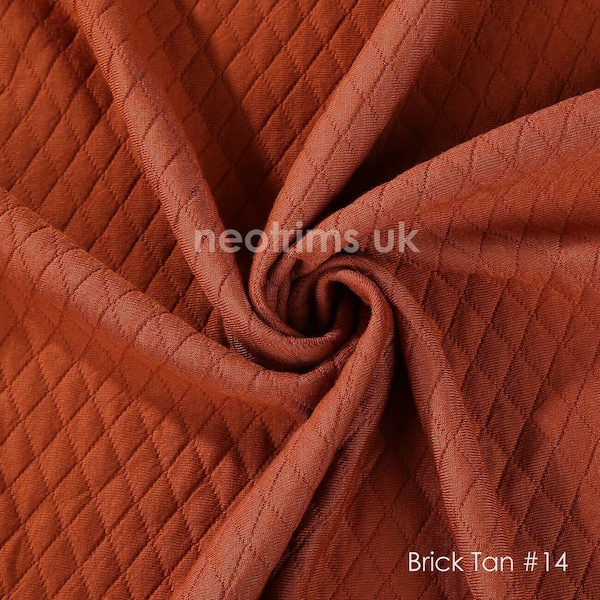 Brick Tan, Cotton Feel Diamond Quilt Fabric, Knit Jersey Double Layer Material, Photography Apparel, Sewing/Crafts, Neotrims Textiles