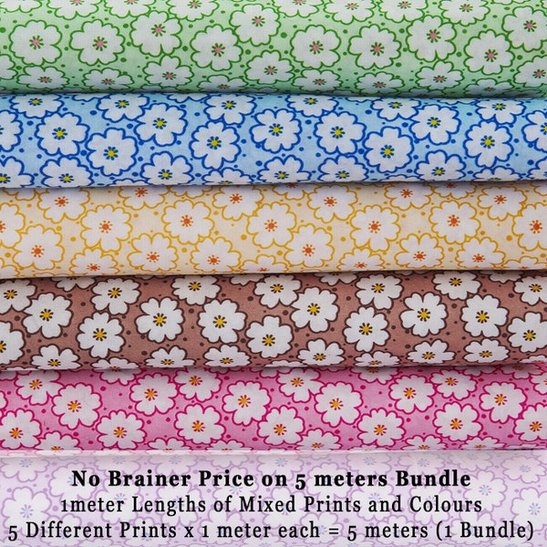 Floral Vintage Fabric Daisy Print Pattern Craft Material By The Yard or No Brainer 5 Meter Bundle Sale Imitation Chintz Home Décor Costume