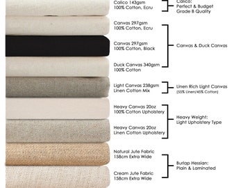Cotton Canvas,Calico & Cotton Linen Mix Fabrics,Craft,Paint,Apparel Light Upholstery.Unbleached Eco-Friendly Vegan Material.Sample 20x20cm