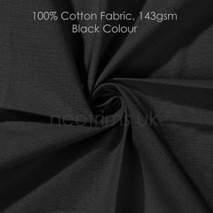 Tela Calicó 100% Algodón Sin Teñir, Color Crema Natural, También Blanco y Negro, Bordado Suave Superior, Material de Lona Ligero, 145 g/m², 60" de Ancho Black
