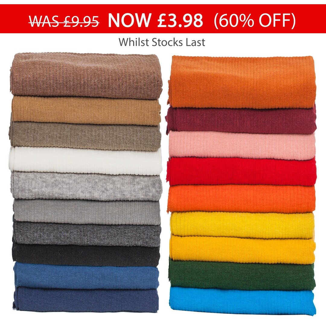 Flowing Rib Pattern Jersey Fabric Rib Knit 4x2 Ribbed Effect Pattern for Dressmaking ...