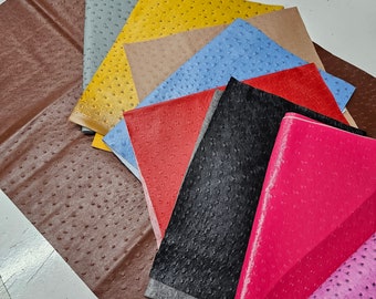 Ostrich Leather Faux Fabric PU Leatherette Job Lot 5 Pieces Remnants Off Cuts Mixed Colors NO Brainer Price Clearance Crafts and Home Décor