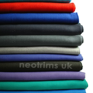 Rib Knit Fabric Waistband Stretch Material,2x2 Ribbed Polyester Sports Feel Jersey,Revamp Welts & Cuffs on Old Jackets.11 Colors,Neotrims