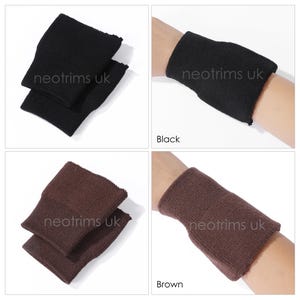 May include: Black and brown wristbands. The black wristbands are stacked on top of each other. The brown wristbands are also stacked. The wristbands are shown on a wrist and are labeled "Black" and "Brown". The text "neotrims uk" is printed on the wristbands.