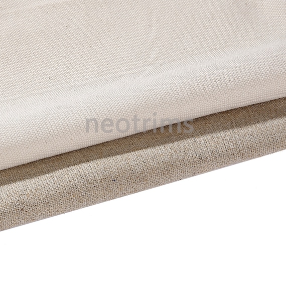 Cotton Canvas Upholstery Fabric Heavy Weight,Ecru Cotton & Linen Cotton,160cms Wide,100% Natural,Embroidery and Painting,20 Ounce/17 Ounce