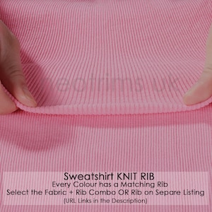 Sweatshirt Fleece Fabric Knit Rib,Premium Quality Hoodie Fabric Jersey & Matching Ribbing,260g Weight,British Made.Neotrims.2M 1M Rib image 3