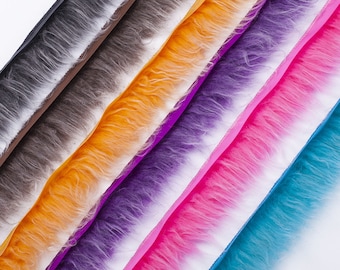 Fake Faux Two-Tone Fur Woolly Fringe Trimming Satin Ribbon; By the Yard, Quality Fabric & Materials, Sewing and Crafts, Neotrims Textiles