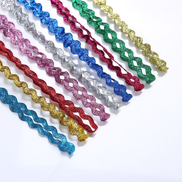 6mm Metallic Glitter Ric Rac Ribbon, Trimming, Braid, Quality Fabric and Material, Sewing and Crafts, Neotrims Textiles, Crafts & Apparel