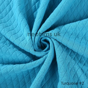 Turquoise, Cotton Feel Diamond Quilt Fabric, Knit Jersey Double Layer Material, Photography Apparel, Sewing/Crafts, Neotrims Textiles