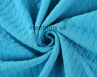 Turquoise, Cotton Feel Diamond Quilt Fabric, Knit Jersey Double Layer Material, Photography Apparel, Sewing/Crafts, Neotrims Textiles