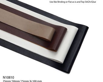 Faux Leather Ribbon Bias Binding Tape,PU Leatherette Fabric Trim Supple Handle,Slight Strech Both Ways Upholstery Crafts Projects Neotrims