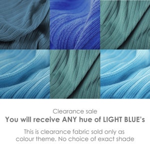 Puede incluir: Primer plano de una tela texturizada en varios tonos de azul claro. Venta de liquidaci&oacute;n: Recibir&aacute;s CUALQUIER tono de AZUL CLARO. Esta es una tela de liquidaci&oacute;n que se vende solo como tema de color. No hay opci&oacute;n de tono exacto.