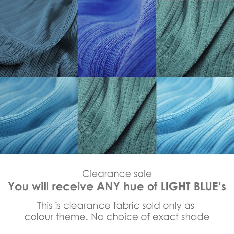 Puede incluir: Primer plano de una tela texturizada en varios tonos de azul claro. Venta de liquidaci&oacute;n: Recibir&aacute;s CUALQUIER tono de AZUL CLARO. Esta es una tela de liquidaci&oacute;n que se vende solo como tema de color. No hay opci&oacute;n de tono exacto.