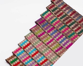 Vintage Paisley Jacquard Ribbon Trim 40mm Wide Indian Style, Hilos de oro antiguo con colores vibrantes, Artesanía de decoración, Neotrims UK VENDEDOR