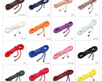 Cordón de algodón con cordón para sudaderas Neotrims, redondo de 6 mm con topes de metal en los extremos. Para sudaderas, pantalones, joggers, cordón de 5 yardas + juego de 6 botones