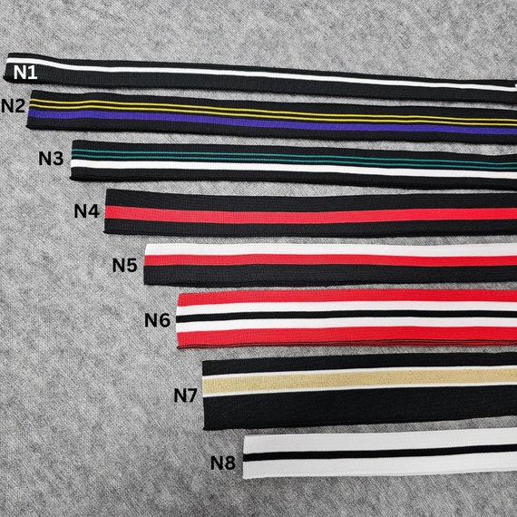 Knit Rib Cuff & Neck Trim Stretch Striped Ribbing, Revamp Old or for New Garments Cut and Sew,8 Styles, Sports Feel 100% Polyester Trimming