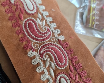 Faux Suede Embroidery Patches 30cmx9cm.Pasiley Decorative Pattern Embellishment, Appox 35pcs. Crafts Projects,CLEARANCE One Off Job Lot.